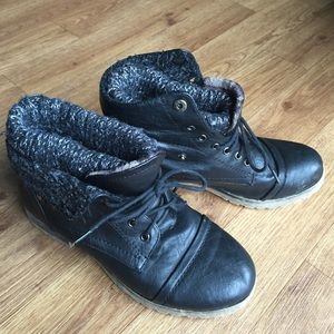 Black combat boots