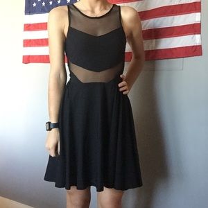 Sparkle and Fade Black Dress with Mesh Inserts