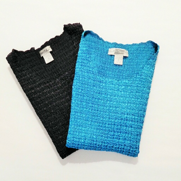 E. K. Designs Tops - Two Shiny, Stretchy Tops