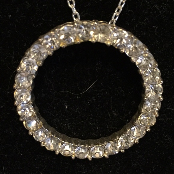 Silver Tone Rhinestone Loop Necklace - Picture 2 of 2