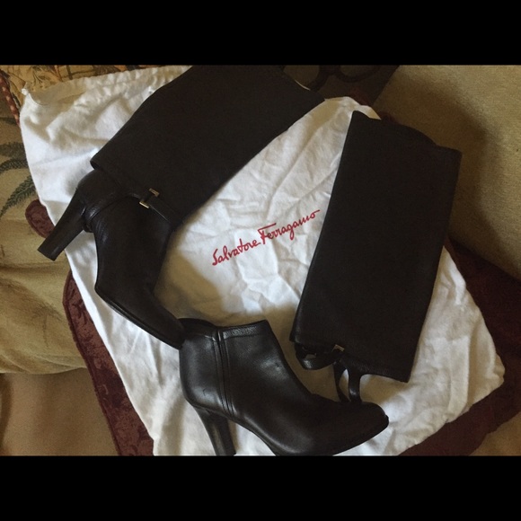 Gorgeous Black Ferragamo Leather boots!