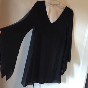 Black dress with bell sleeves NWOT
