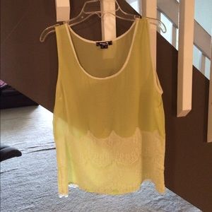 Yellow sheer lace top