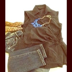 Express side tie collared tank, gently worn