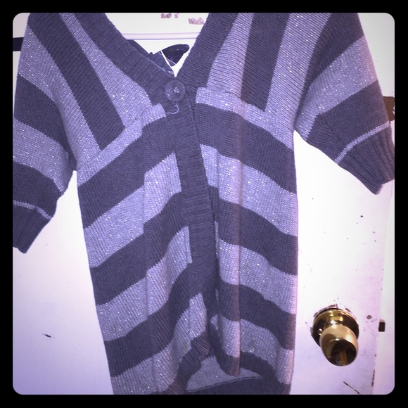 Gray button down shirt with hood