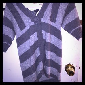 Gray button down shirt with hood