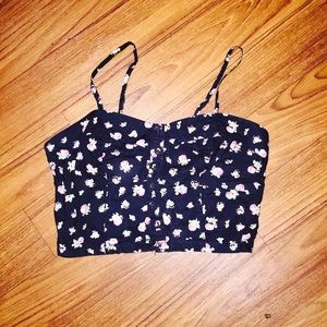 FLOWER PAISLEY & BLACK SLEEVELESS CROP TOP
