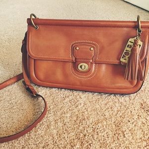 Coach Cognac Crossbody w Tassel