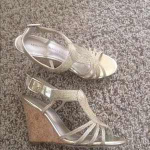 Gold sexy wedges.  Adrianna Papell Boutique.