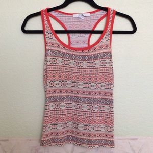 Orange tribal racer back tank top