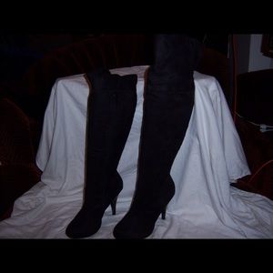 Black Suede OTK High Heel Boots