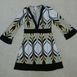 Yellow graphic print tunic, mini dress