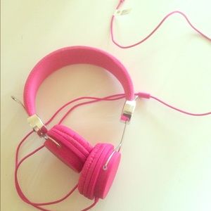 Pink retro head phones - new