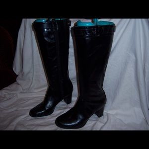 Shiny Black Knee High Boots
