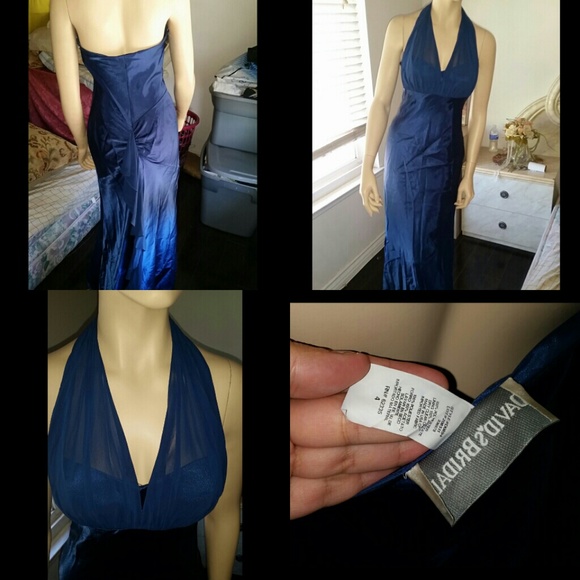 Royal blue elegant halter  dress