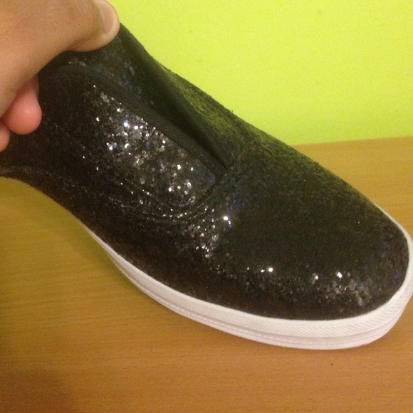 Brand new keds slip on black sparkly