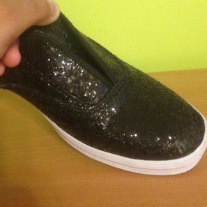 Brand new keds slip on black sparkly