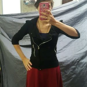 Black cotton 3/4 sleeve jacket