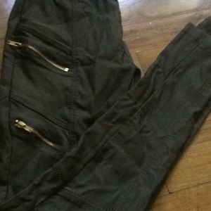 Olive/ camo green leggings w/ zippers
