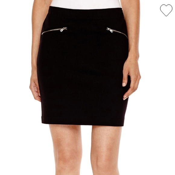 a.n.a Zipper Ponte Knit Skirt In Black
