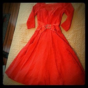 ***VINTAGE*** Ladies Red Lace Dress