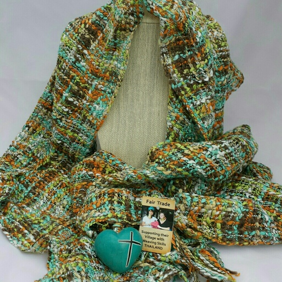 {HP} 📗GWaC Thai Crazy Scarf - Brown/Teal/Orange
