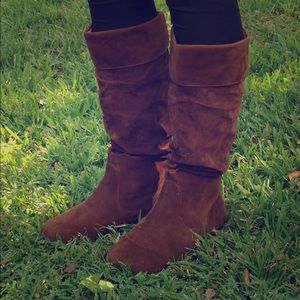 Brown Faux Suede Boots