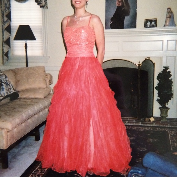 Bright orange prom dress