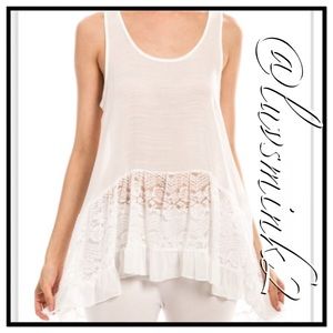 COTTON CHIFFON AND LACE TUNIC - LARGE