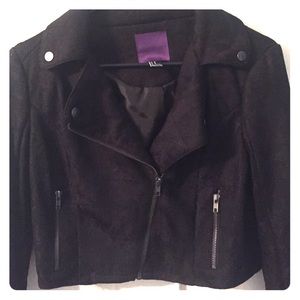 Crop moto jacket black w/ lace design