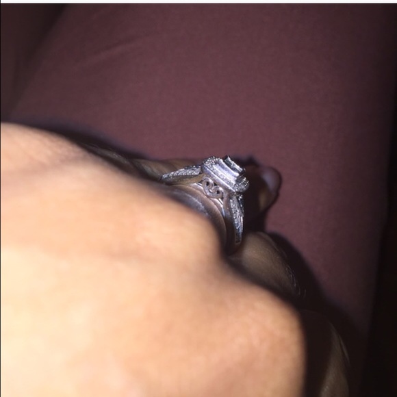 Engagement ring w/ Aqua diamonds - Picture 3 of 3