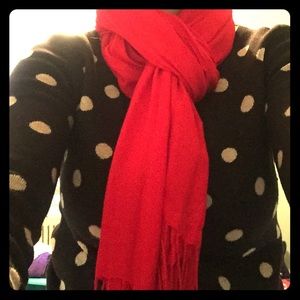 Red scarf with fringe