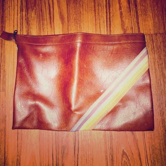 BIG BROWN LEATHER CLUTCH