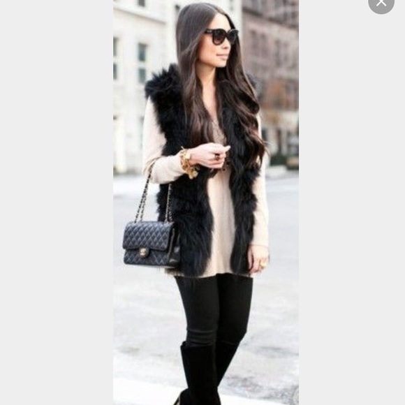 Zara Jackets & Blazers - Black Fur Vest