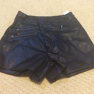Leather high waisted shorts