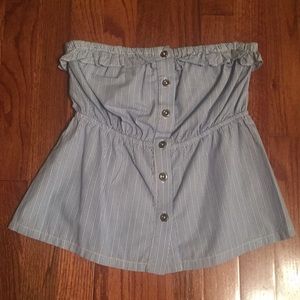 Anthropologie Odille Strapless Blue & White Top