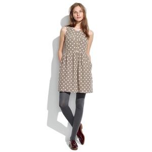 Taupe polka dotted silk dress from Madewell