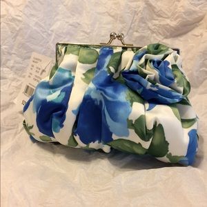 NWT small blue floral clutch.