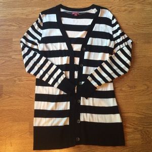 Black and white striped cardigan