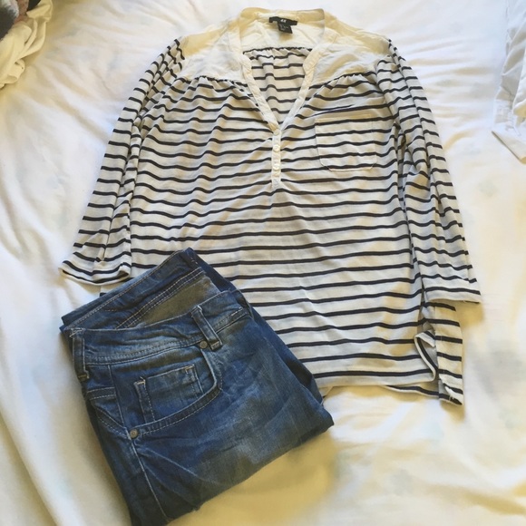 H&M striped light weight blouse, size small.