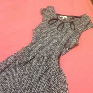 Black and white dress with leather trim