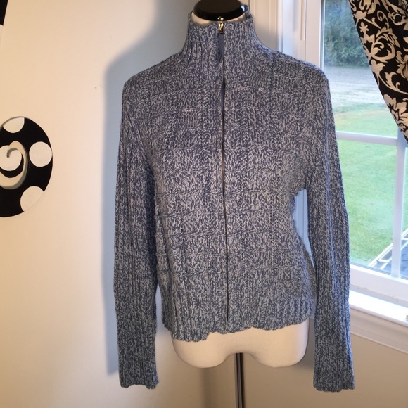 Liz Claiborne Sweaters - Liz Claiborne zip up sweater in med. blue & white!