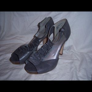 Grey Open Toe Heels