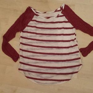 Burgundy stripe neat sweater