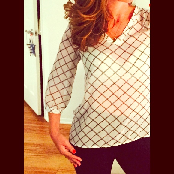 Black and white patterned blouse