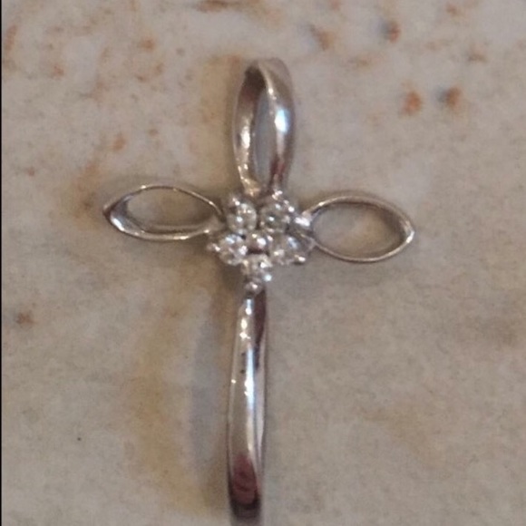 Cross Pendant and Diamond Drop Earrings