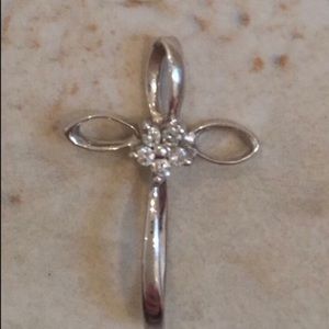 Cross Pendant and Diamond Drop Earrings