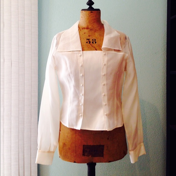 J. Peterman Tops - Sheer Ivory Silk Blouse from J. Peterman