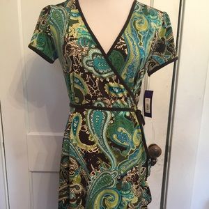 Paisley wrap dress NWT