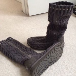 Uggs.  Grey cable knit with studs